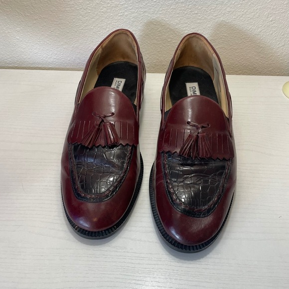 Men's Dimitri Tassel Loafers Burgundy Alligator Embossed Leather Dress Shoes 15M - Picture 1 of 8